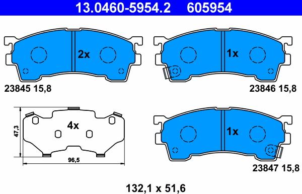 ATE 13.0460-5954.2 - Kit pastiglie freno, Freno a disco autozon.pro