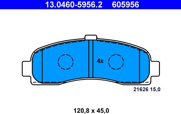 ATE 13.0460-5956.2 - Kit pastiglie freno, Freno a disco autozon.pro