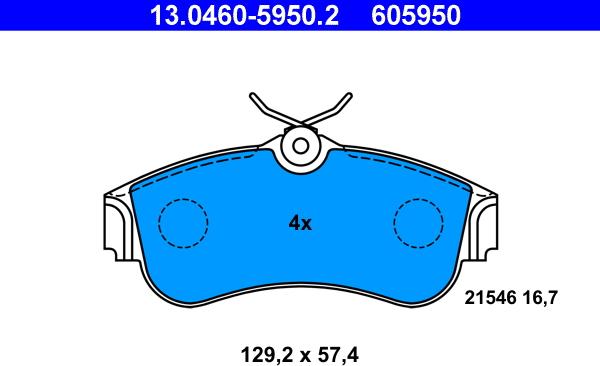 ATE 13.0460-5950.2 - Kit pastiglie freno, Freno a disco autozon.pro