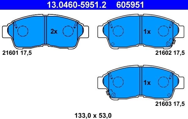 ATE 13.0460-5951.2 - Kit pastiglie freno, Freno a disco autozon.pro