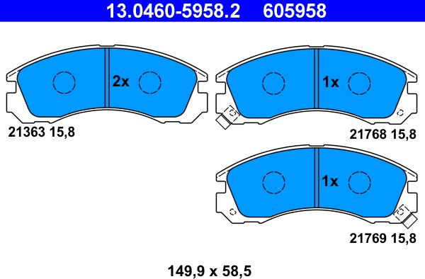 ATE 13.0460-5958.2 - Kit pastiglie freno, Freno a disco autozon.pro