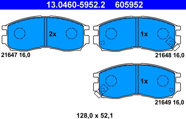 ATE 13.0460-5952.2 - Kit pastiglie freno, Freno a disco autozon.pro