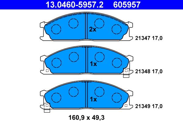 ATE 13.0460-5957.2 - Kit pastiglie freno, Freno a disco autozon.pro