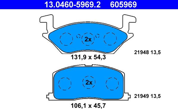 ATE 13.0460-5969.2 - Kit pastiglie freno, Freno a disco autozon.pro