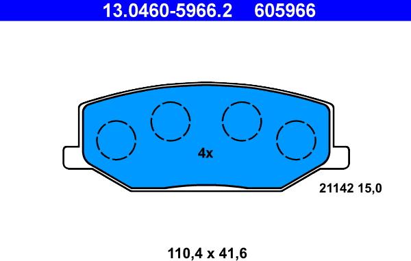 ATE 13.0460-5966.2 - Kit pastiglie freno, Freno a disco autozon.pro