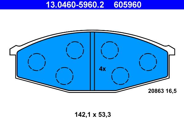 ATE 13.0460-5960.2 - Kit pastiglie freno, Freno a disco autozon.pro