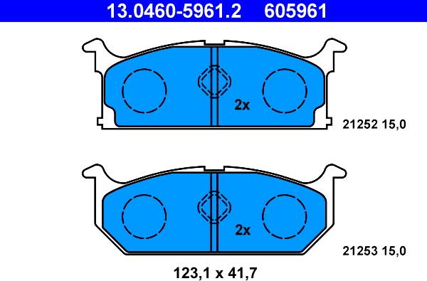 ATE 13.0460-5961.2 - Kit pastiglie freno, Freno a disco autozon.pro