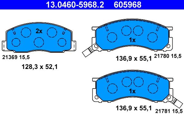 ATE 13.0460-5968.2 - Kit pastiglie freno, Freno a disco autozon.pro