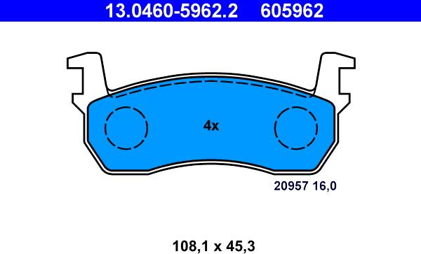 ATE 13.0460-5962.2 - Kit pastiglie freno, Freno a disco autozon.pro