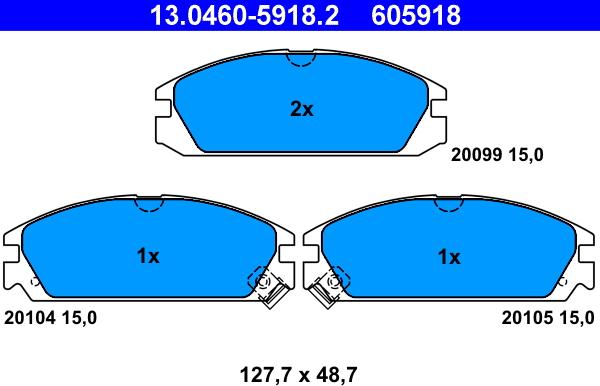 ATE 13.0460-5918.2 - Kit pastiglie freno, Freno a disco autozon.pro