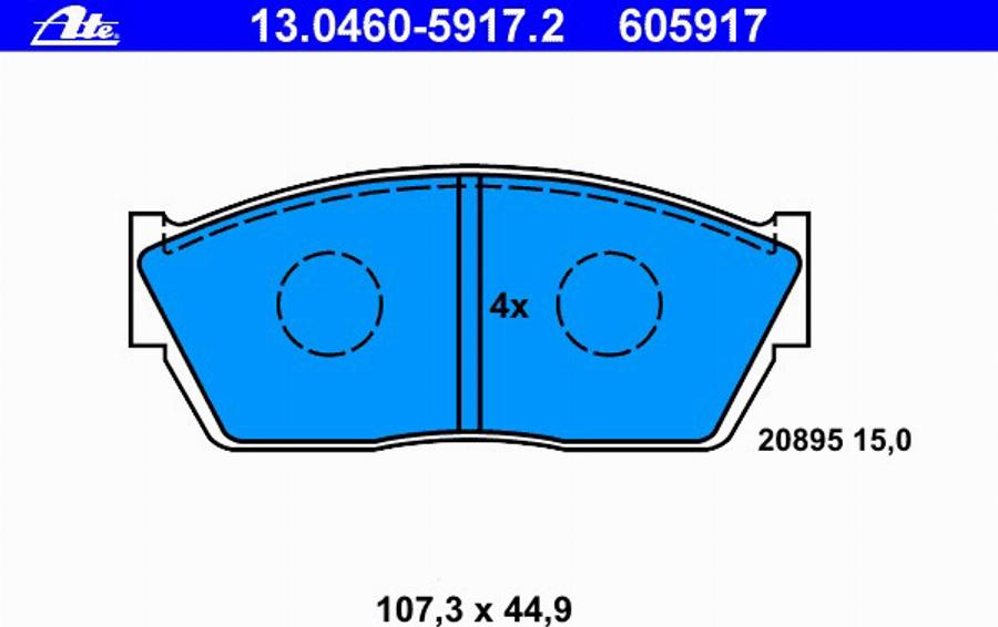 ATE 13.0460-5917.2 - Kit pastiglie freno, Freno a disco autozon.pro