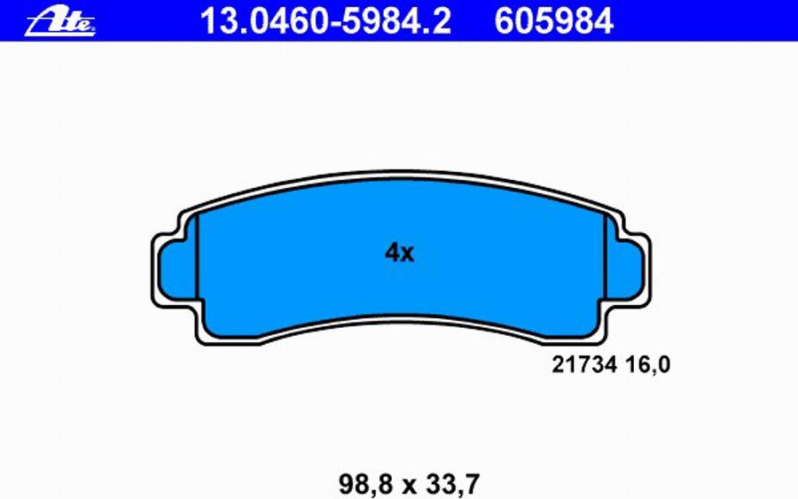 ATE 13 0460 5984 2 - Kit pastiglie freno, Freno a disco autozon.pro