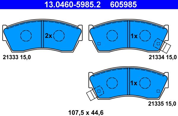 ATE 13.0460-5985.2 - Kit pastiglie freno, Freno a disco autozon.pro