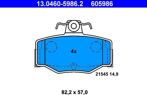 ATE 13.0460-5986.2 - Kit pastiglie freno, Freno a disco autozon.pro