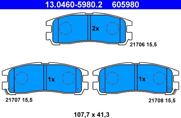 ATE 13.0460-5980.2 - Kit pastiglie freno, Freno a disco autozon.pro