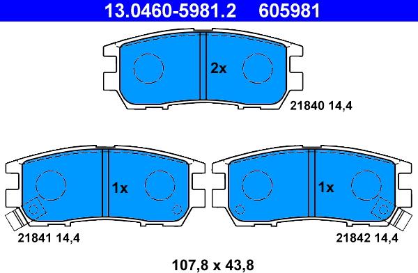 ATE 13.0460-5981.2 - Kit pastiglie freno, Freno a disco autozon.pro