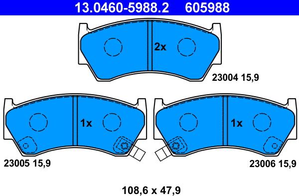 ATE 13.0460-5988.2 - Kit pastiglie freno, Freno a disco autozon.pro