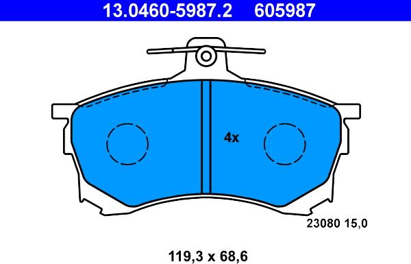 ATE 13.0460-5987.2 - Kit pastiglie freno, Freno a disco autozon.pro