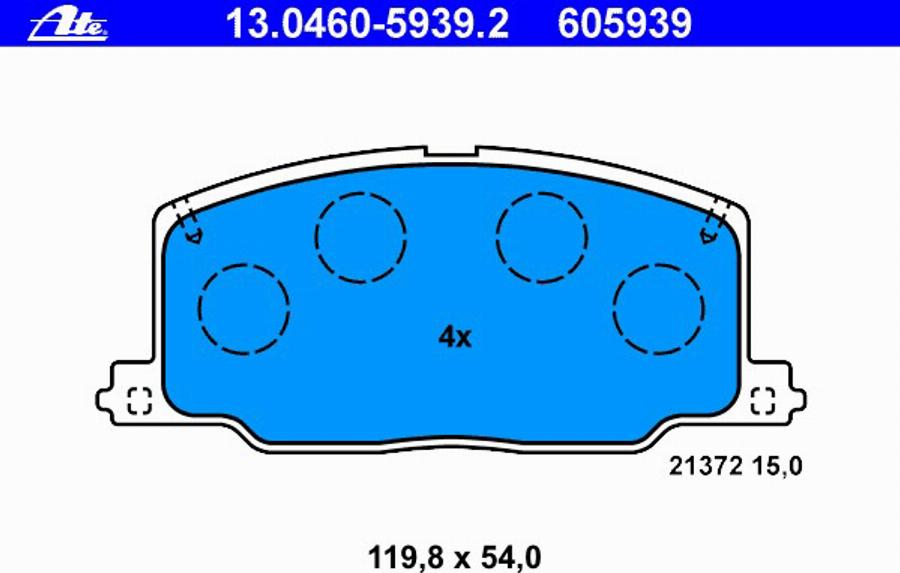 ATE 13.0460-5939.2 - Kit pastiglie freno, Freno a disco autozon.pro