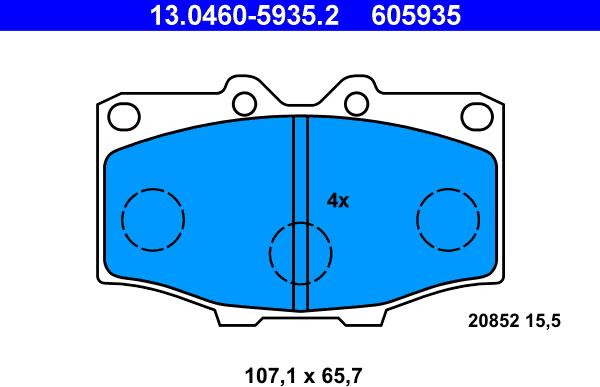 ATE 13.0460-5935.2 - Kit pastiglie freno, Freno a disco autozon.pro