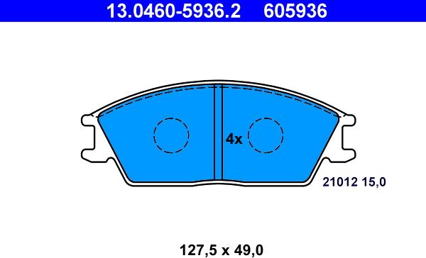 ATE 13.0460-5936.2 - Kit pastiglie freno, Freno a disco autozon.pro