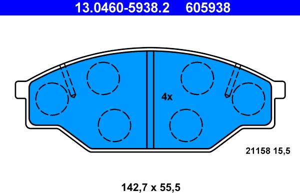 ATE 13.0460-5938.2 - Kit pastiglie freno, Freno a disco autozon.pro