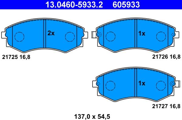 ATE 13.0460-5933.2 - Kit pastiglie freno, Freno a disco autozon.pro