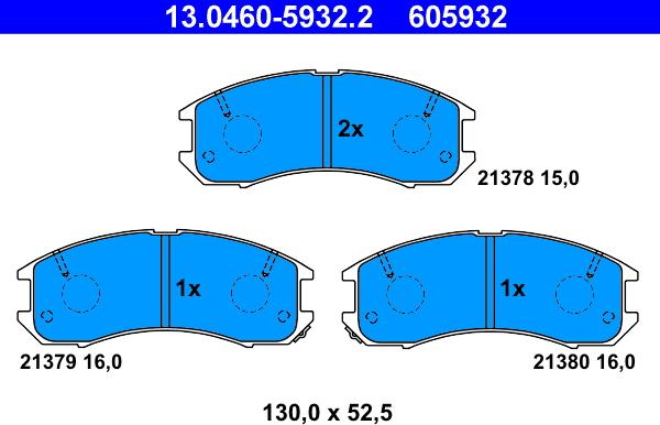 ATE 13.0460-5932.2 - Kit pastiglie freno, Freno a disco autozon.pro