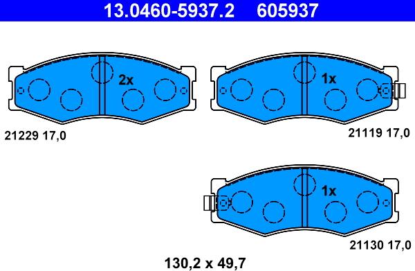 ATE 13.0460-5937.2 - Kit pastiglie freno, Freno a disco autozon.pro