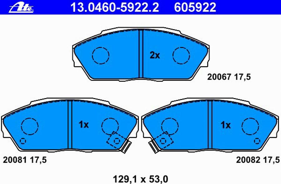 ATE 13.0460-5922.2 - Kit pastiglie freno, Freno a disco autozon.pro