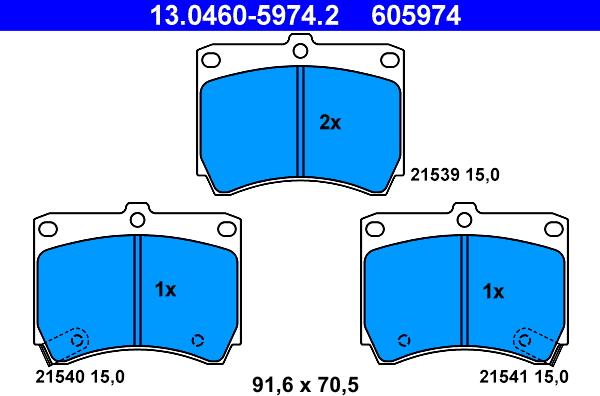 ATE 13.0460-5974.2 - Kit pastiglie freno, Freno a disco autozon.pro