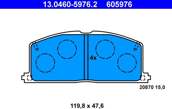 ATE 13.0460-5976.2 - Kit pastiglie freno, Freno a disco autozon.pro