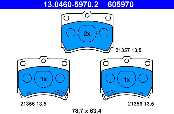 ATE 13.0460-5970.2 - Kit pastiglie freno, Freno a disco autozon.pro