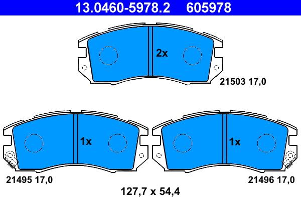 ATE 13.0460-5978.2 - Kit pastiglie freno, Freno a disco autozon.pro