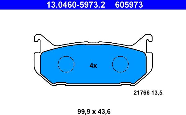 ATE 13.0460-5973.2 - Kit pastiglie freno, Freno a disco autozon.pro