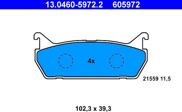 ATE 13.0460-5972.2 - Kit pastiglie freno, Freno a disco autozon.pro