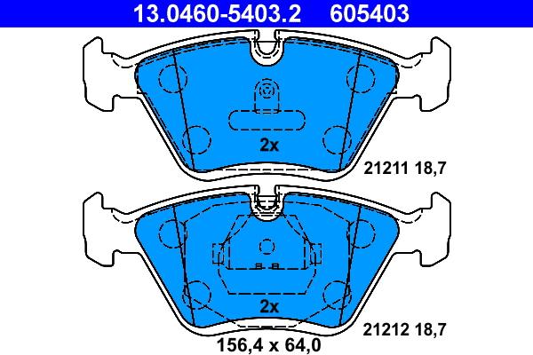 ATE 13.0460-5403.2 - Kit pastiglie freno, Freno a disco autozon.pro