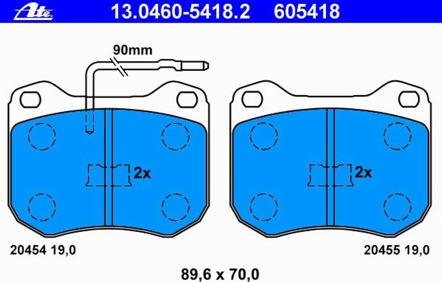 ATE 13.0460-5418.2 - Kit pastiglie freno, Freno a disco autozon.pro