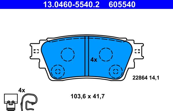 ATE 13.0460-5540.2 - Kit pastiglie freno, Freno a disco autozon.pro