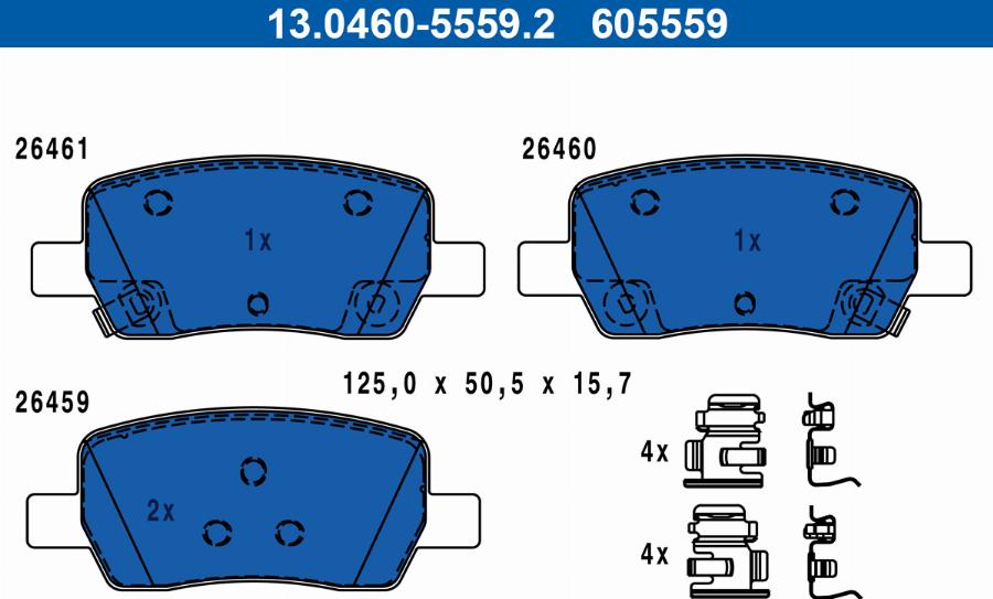 ATE 13.0460-5559.2 - Kit pastiglie freno, Freno a disco autozon.pro