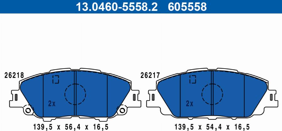 ATE 13.0460-5558.2 - Kit pastiglie freno, Freno a disco autozon.pro