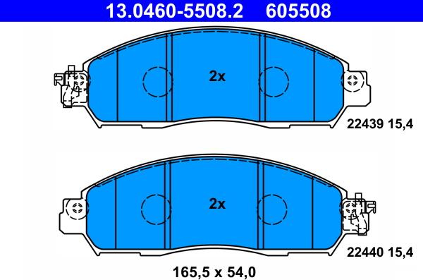 ATE 13.0460-5508.2 - Kit pastiglie freno, Freno a disco autozon.pro