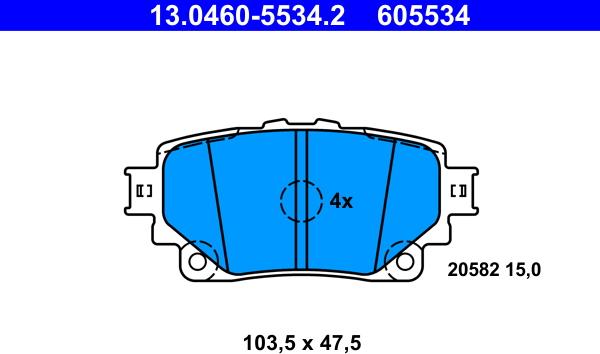 ATE 13.0460-5534.2 - Kit pastiglie freno, Freno a disco autozon.pro