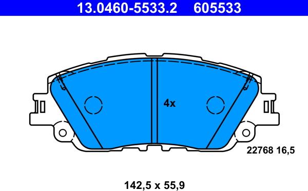 ATE 13.0460-5533.2 - Kit pastiglie freno, Freno a disco autozon.pro