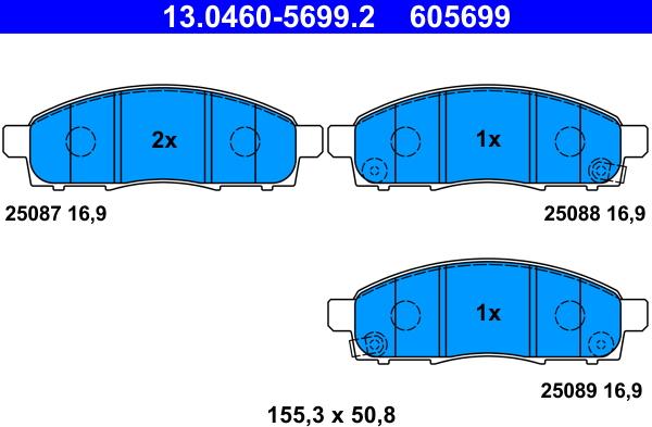 ATE 13.0460-5699.2 - Kit pastiglie freno, Freno a disco autozon.pro