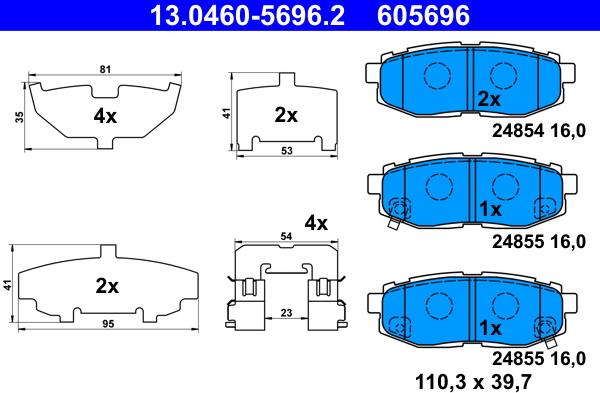 ATE 13.0460-5696.2 - Kit pastiglie freno, Freno a disco autozon.pro