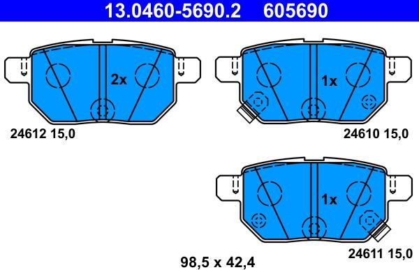 ATE 13.0460-5690.2 - Kit pastiglie freno, Freno a disco autozon.pro