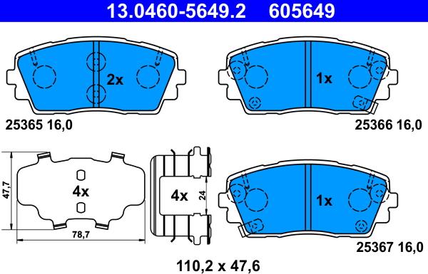 ATE 13.0460-5649.2 - Kit pastiglie freno, Freno a disco autozon.pro