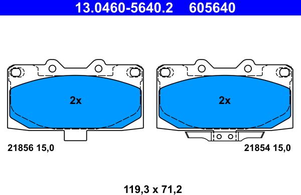 ATE 13.0460-5640.2 - Kit pastiglie freno, Freno a disco autozon.pro