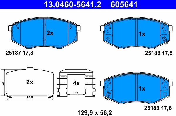 ATE 13.0460-5641.2 - Kit pastiglie freno, Freno a disco autozon.pro